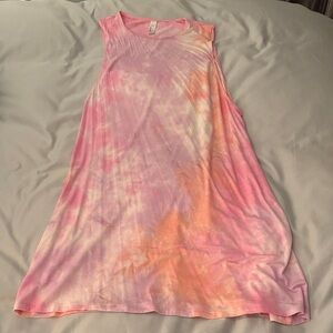 American Apparel Pink and Orange Tie-Dye Mini Dress
